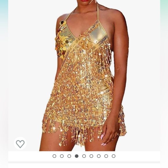 Barode sequins and fringe gold mini dress!! - Picture 8 of 12